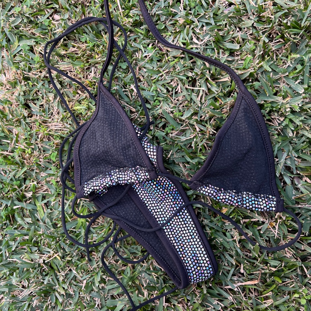 Xl Sequin Black String Bikini - image 4